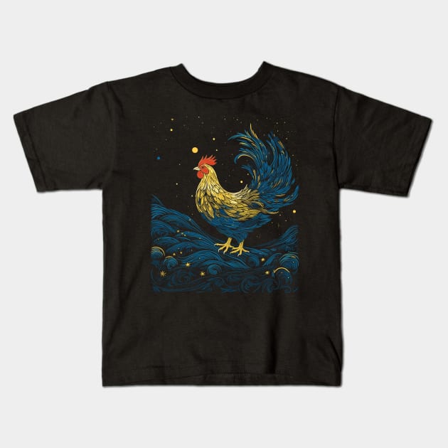 Starry Night Inspired Chicken Gifts Funny Chicken Kids T-Shirt by KsuAnn